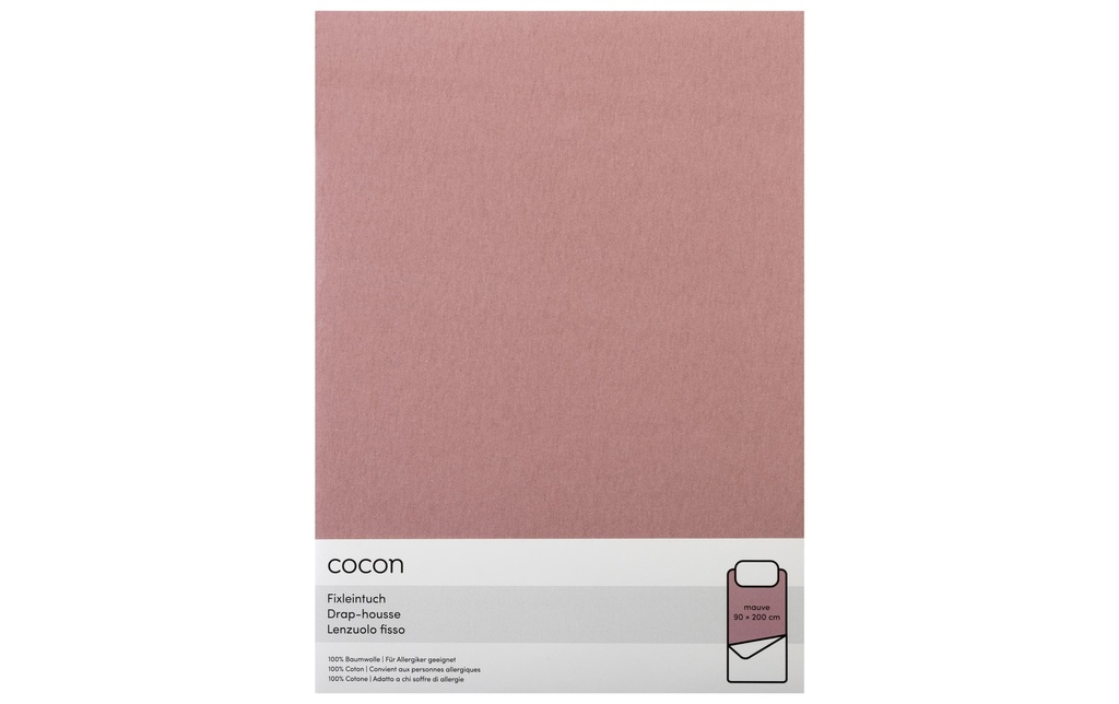 COCON Drap-housse en jersey 90-100 x 200 cm, Mauve