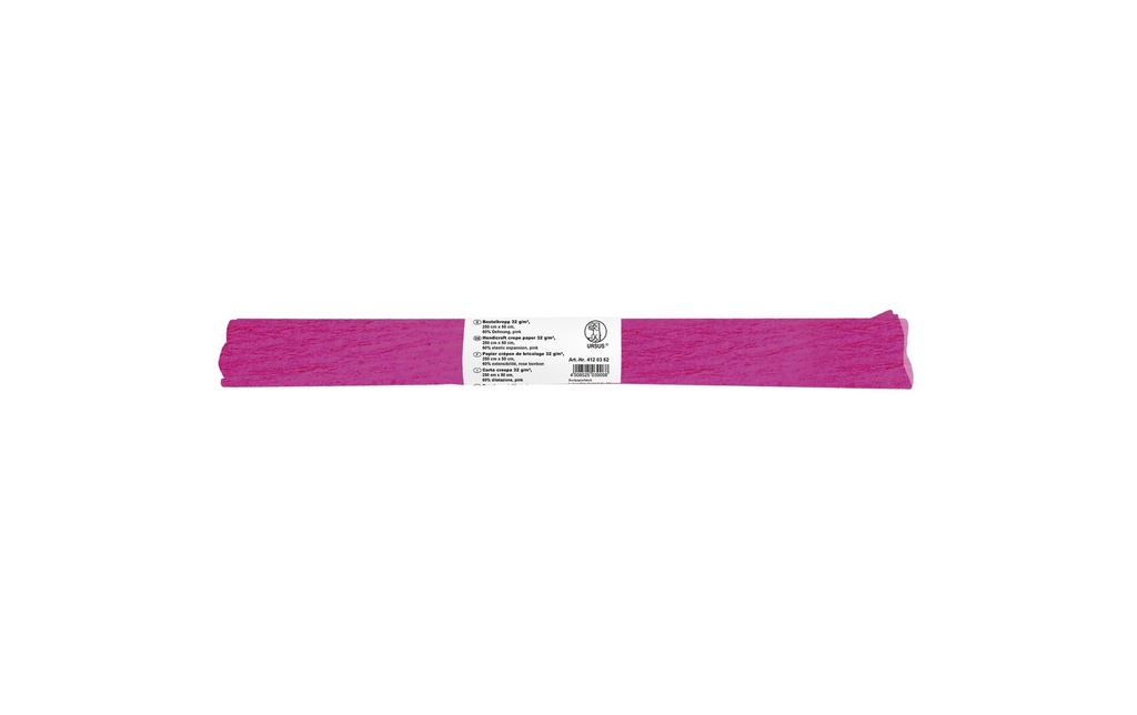 URSUS Papier crêpe 50 cm x 2,5 m, 32 g/m², Rose