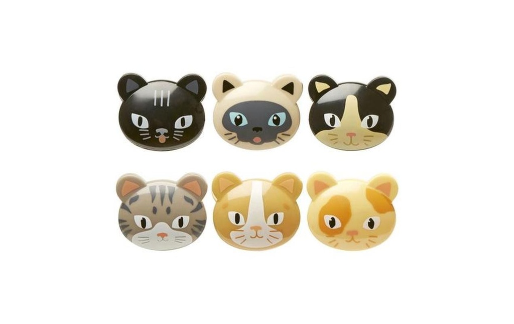 Kikkerland Clip de fermeture Chat 6 Pièce/s, Multicolore