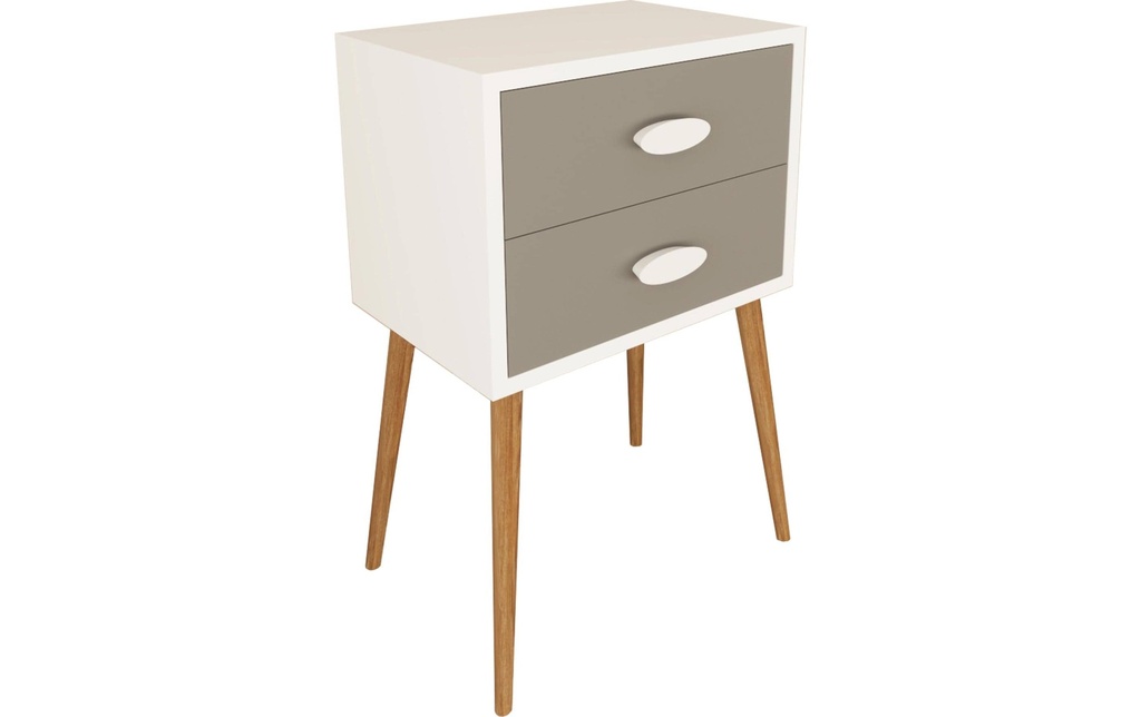 VCM Table de nuit Singol XXL 45 x 70 cm,  blanc/anthracite