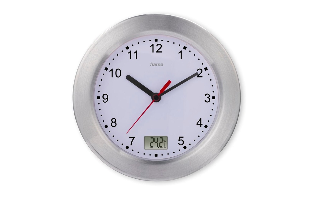 Hama Horloge murale Mauritius Ø 17 cm, Argenté/Blanc