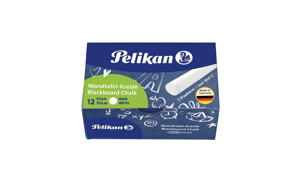 Pelikan Craie de tableau noir 755/12, 12 pièces, Blanc