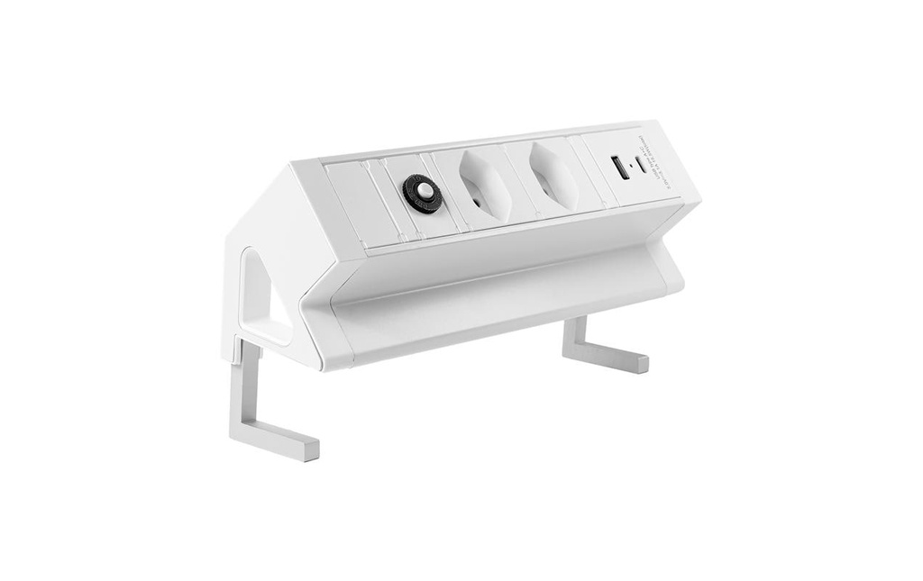STEFFEN Bloc multiprises de table ALU DESK 2x T13, USB-A+C, Blanc