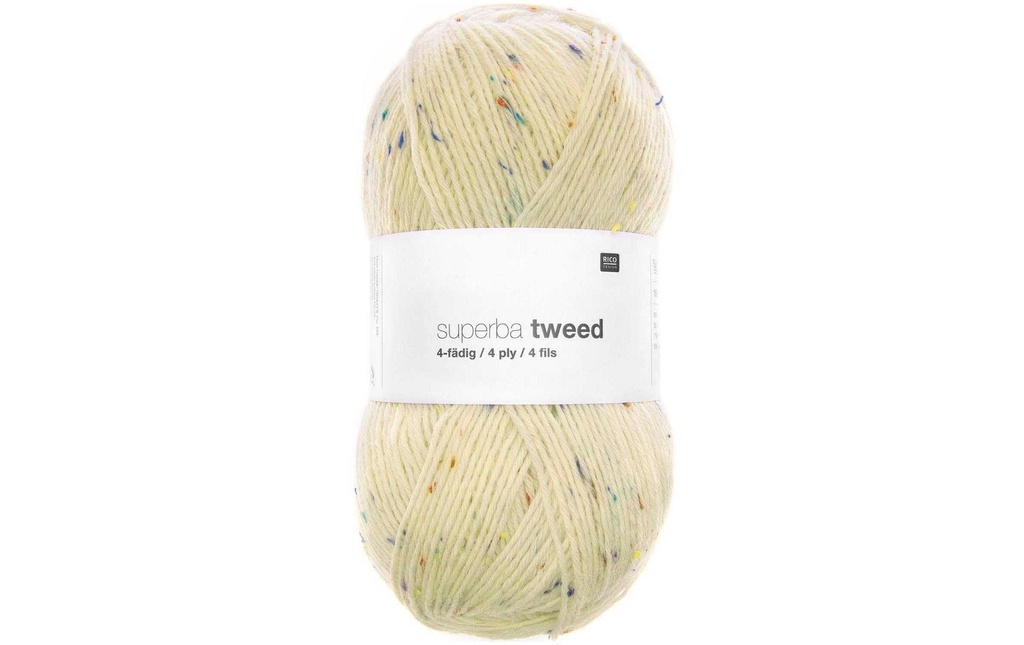 Rico Design Laine Du tweed doux pour les chaussettes 4 fils, 100 g, Crème