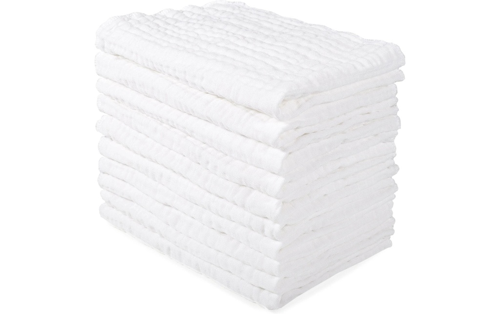 MAKIAN Serviette en gaze Paquet de 10 35 x 50 cm, blanc
