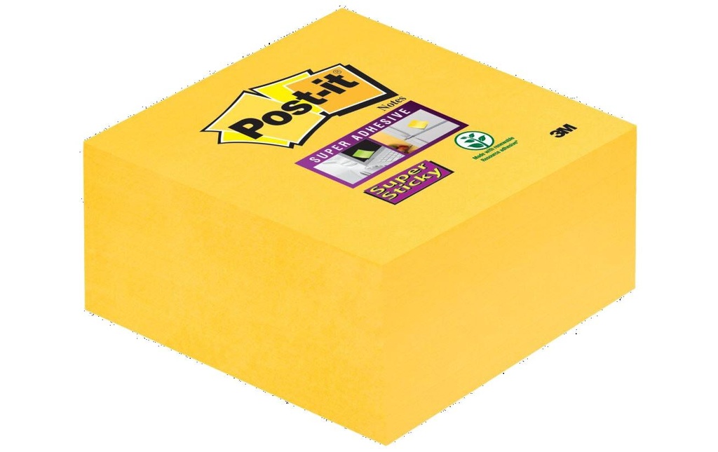 Post-it Fiche de bloc-notes Post-it Super Sticky 7,6 x 7,6 cm Jaune