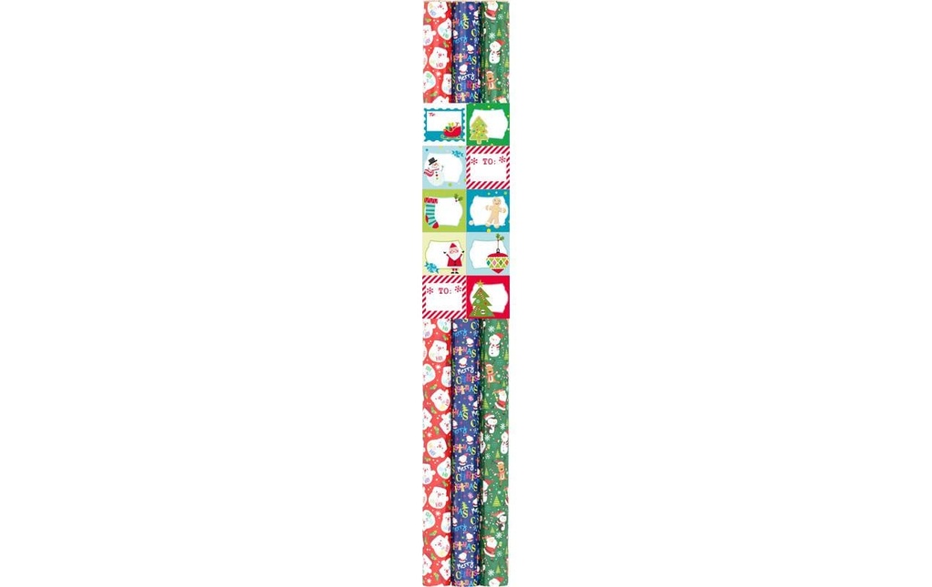 Braun + Company Set de papier cadeau, paquet de 3 Noël