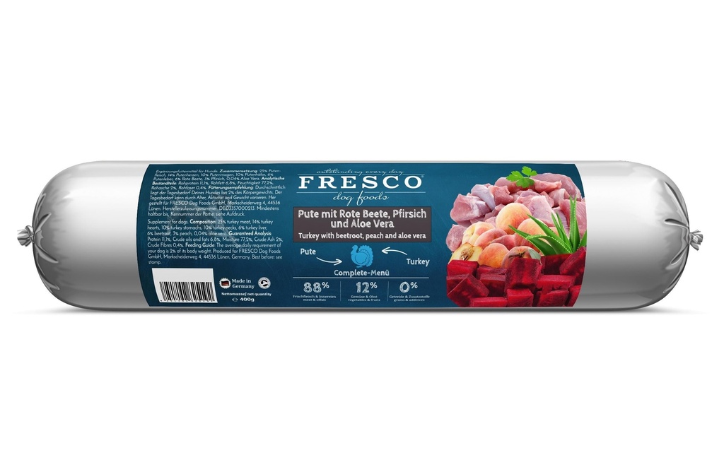 FRESCO Alimentation humide Dinde BARF avec betterave, 400 g
