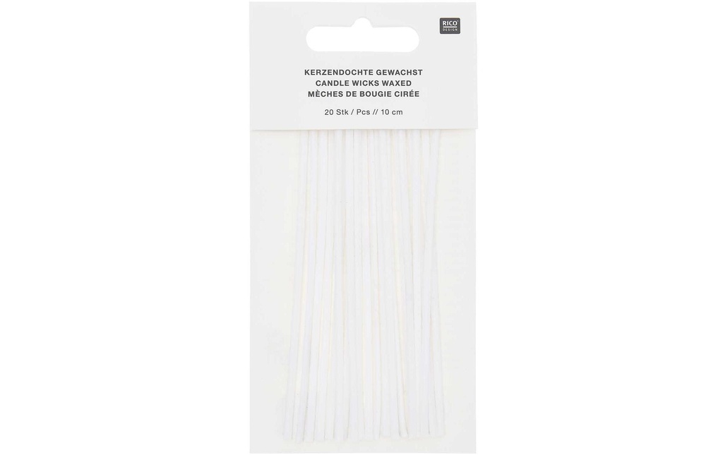 Rico Design Mèches pour bougie ciré 10 cm, 20 pièces, coton