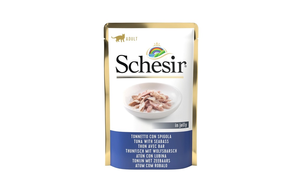 Schesir Alimentation humide Thon & bar en gelée, 85 g
