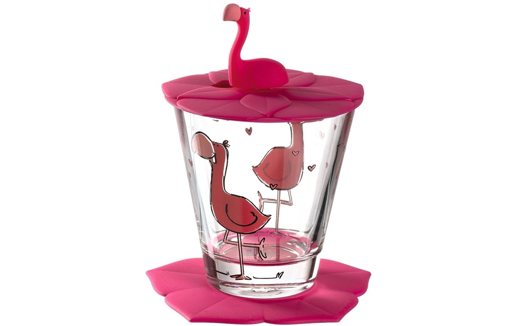 LEONARDO Verre à boire pour enfants Bambini 3 pièces, flamant rose