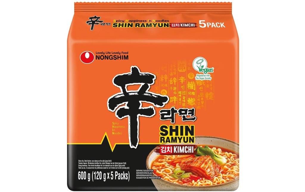 Nongshim Soupe aux nouilles Kimchi 5 x 120 g