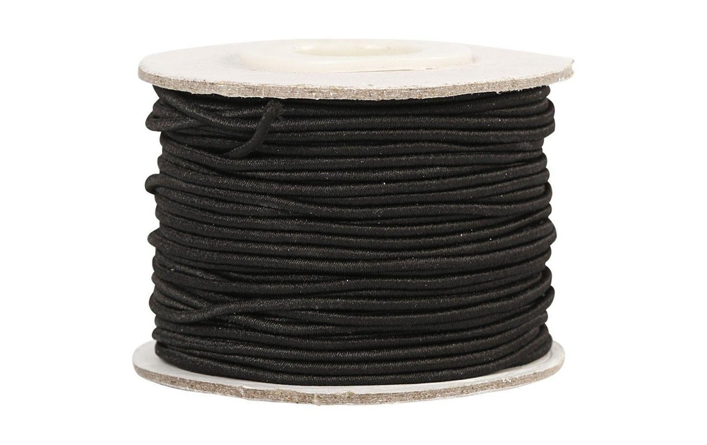Creativ Company Cordon élastique 1 mm, Noir, 25 m