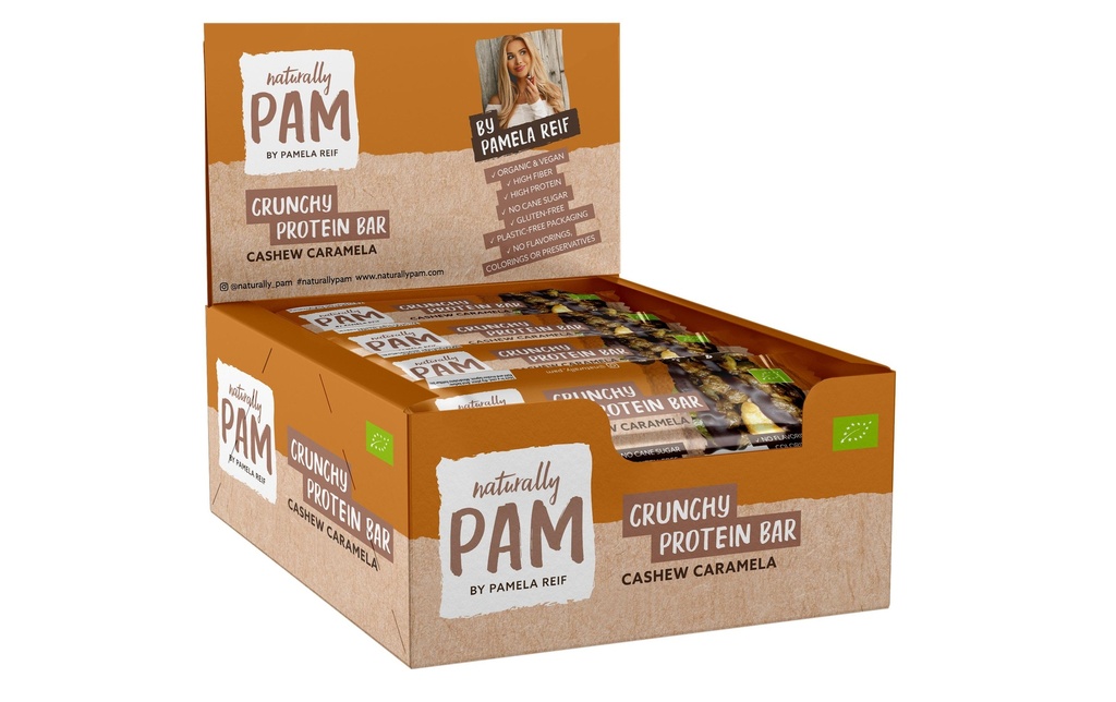 Naturally Pam Barre Bio Crunchy Protein Cashew Caramel 12 x 30 g
