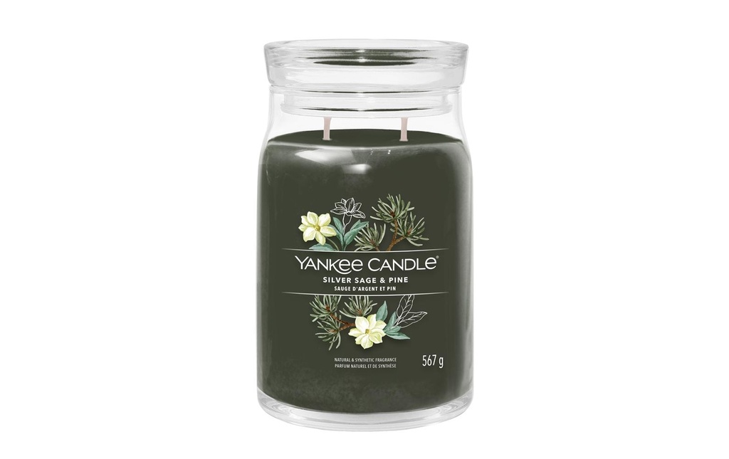 Yankee Candle Signature Bougie parfumée Silver Sage & Pine Signature Large Jar