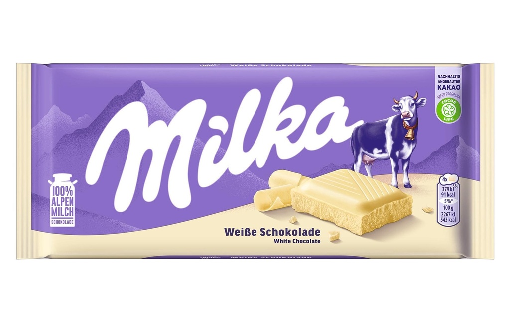 Milka Tablette de chocolat Blanc 90 g
