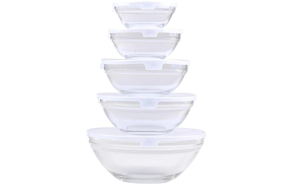 alpina Set de saladiers en verre 5 pièces, Transparent